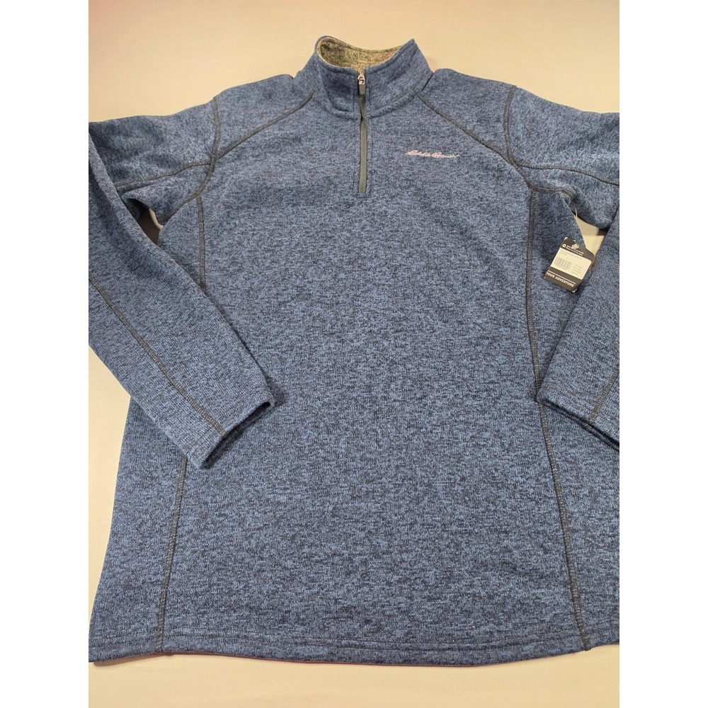 Eddie Bauer Mens Radiator Fleece 1/4 Zip Pullover Navy Heather Tall Large TL